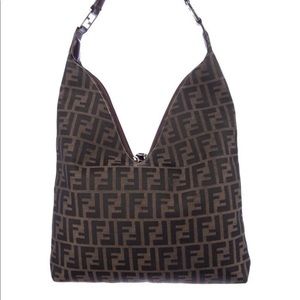 Fendi Zucca Double Zip Hobo Bag
